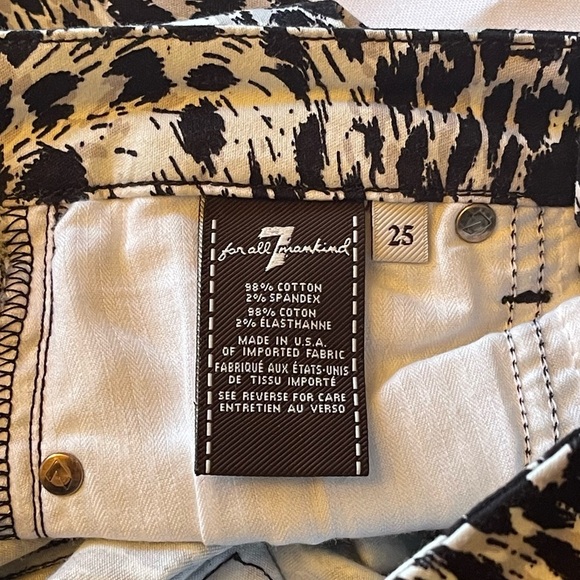 GIAMBATTISTA VALLI AND 7 FOR ALL MANKIND WHITE LEOPARD JEANS PANTS SZ 25 EUC - Picture 4 of 12